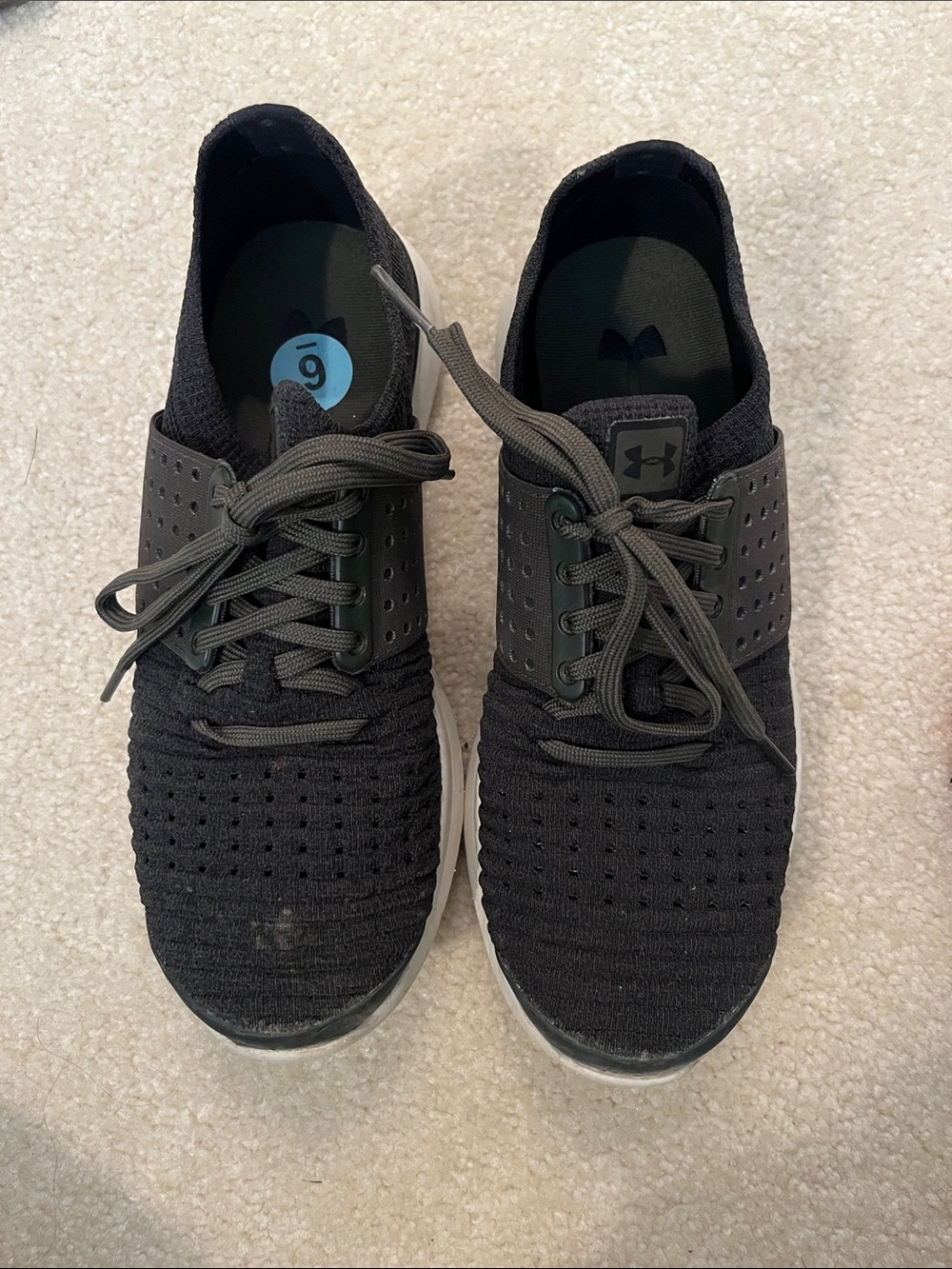Under Armour youth black/dark green Knit Lace-Up Athletic Sneakers
